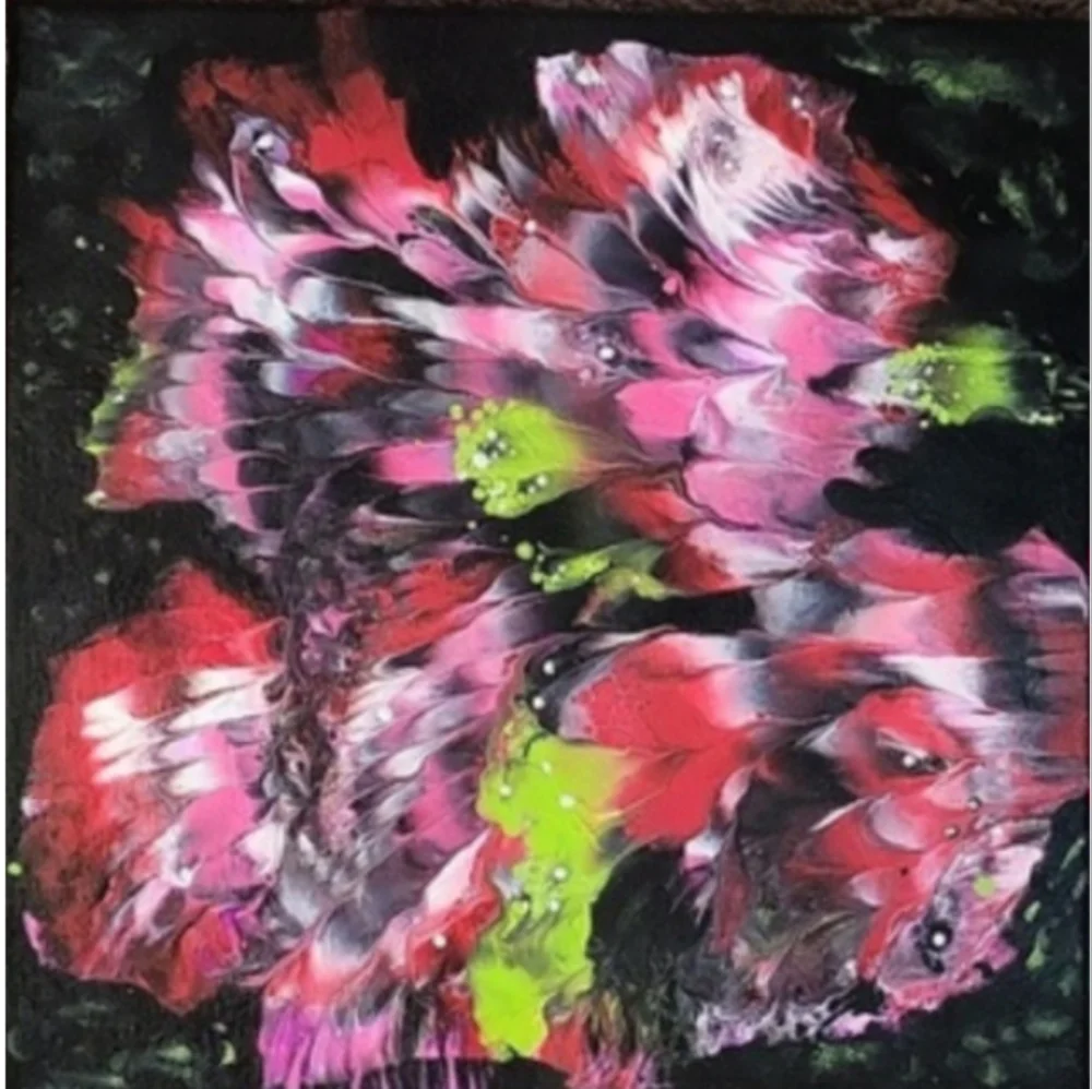 Hand Crafted Abstract Design 12x12 Inches Canvas Picture - Picture 3 of 4